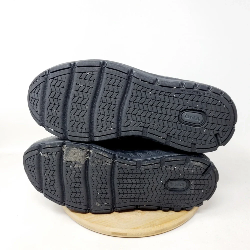 Brooks Addiction Walker Shoe Men 9.5 2E WIDE Black Sneaker Straps Slip Resistant